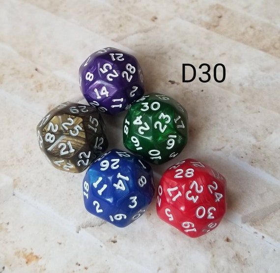 D30 Polyhedral Dice 30-Sided - Select Your Color For DND, RPGs & Math ...