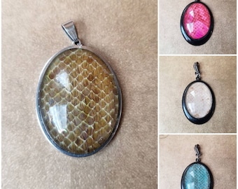 Snake shed jewelry, snake shed pendant, snakeskin necklace, cruelty free snake shed jewelry, snake shed behind glass, gift for snake lover