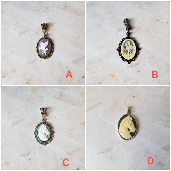 Unicorn cameo pendant, pegasus cameo pendant, horse cameo pendant, fantasy cameo jewelry, unicorn cameo, pegasus cameo, unique gift idea