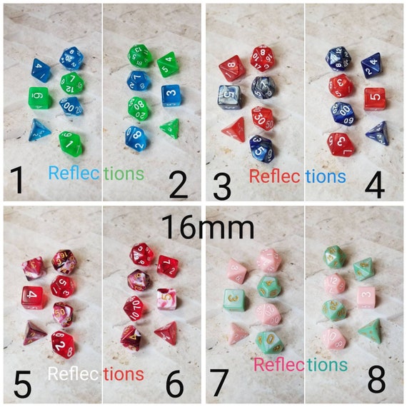 Reflections dnd dice, curated set, polyhedral dice, DnD dice set, RPG dice, D and D dice, gaming dice, set of 7 dice, hand picked sets