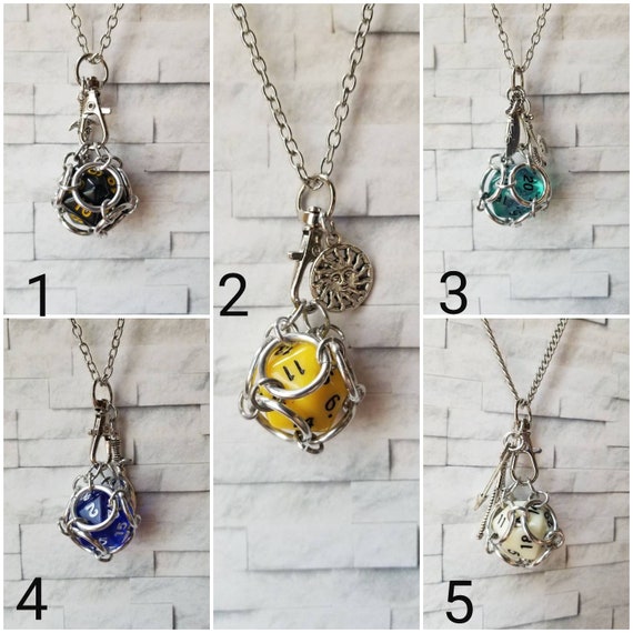 D20 Dice Necklace with Silver Charm Your Choice of Colors & Charms Opaque D20  Dice RPG Gaming Nerd Gift Gamer Gift