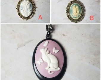 Cameo pendant, cameo necklace, Goddess cameo jewelry, faerie cameo pendant, cat cameo pendant, beautiful lady cameo pendant, gift idea