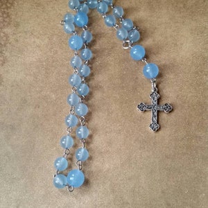 Anglican prayer beads, Methodist rosary, Protestant prayer beads, Episcopal rosary, stainless steel, Winter prayer beads, Malay jade, frozen