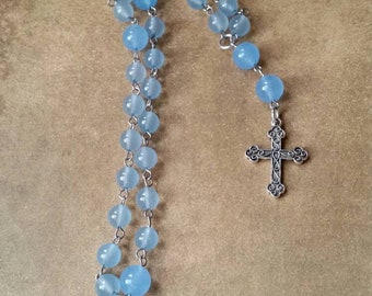 Anglican prayer beads, Methodist rosary, Protestant prayer beads, Episcopal rosary, stainless steel, Winter prayer beads, Malay jade, frozen