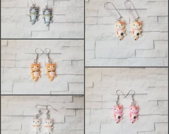 Whimsical earrings, wire earrings, cute earrings, cat earrings, cat ear wires, kitten earrings, kitten ear wires