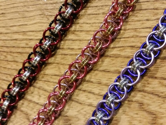 Chain maille bracelet, Helm's or Parallel weave, Helms weave bracelet, colors, Helm Weave chainmaille bracelet, Custom chain maille, smaller
