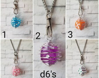 Captive dice jewelry, removable d6 necklace, dice jail necklace, dnd dice jewelry, spiral wire cage, d6 pendant, caged d6 necklace, extra d6