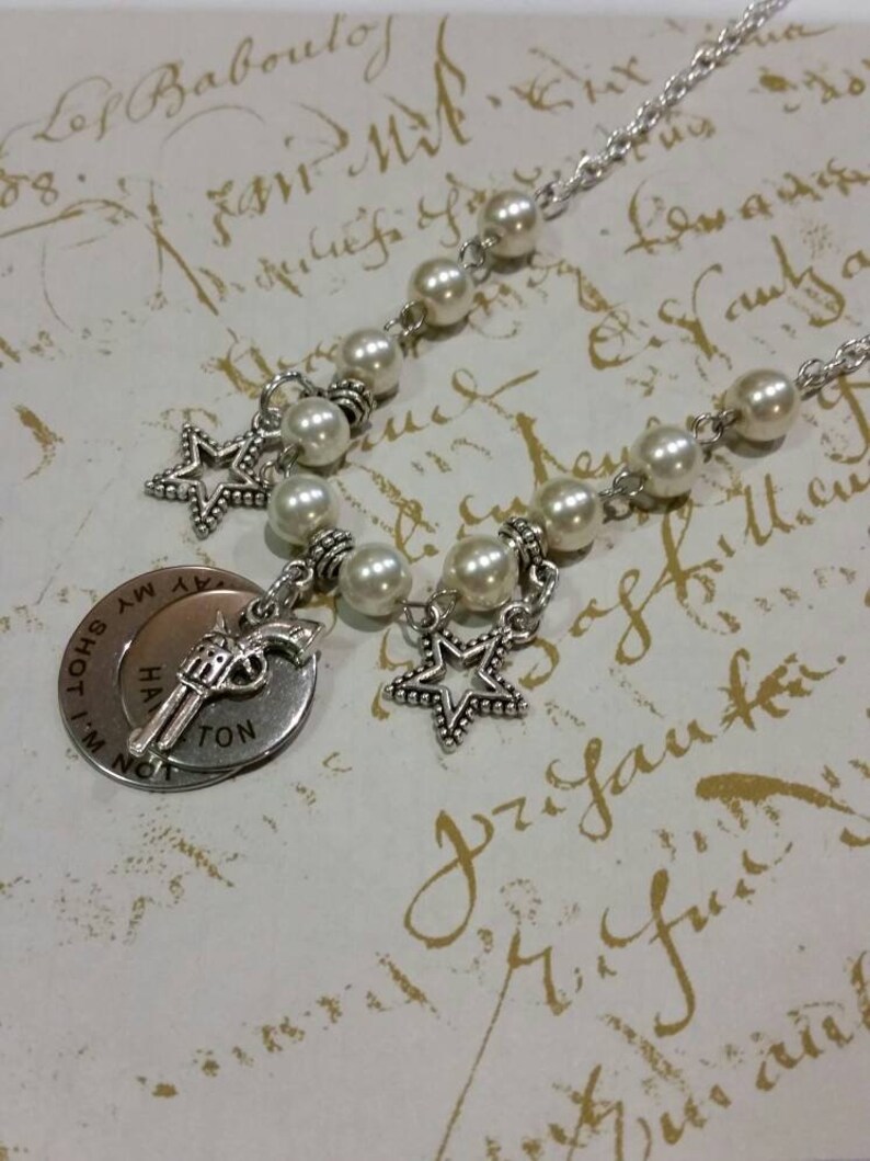 Hamilton charm necklace Hamilton necklace glass pearls Etsy