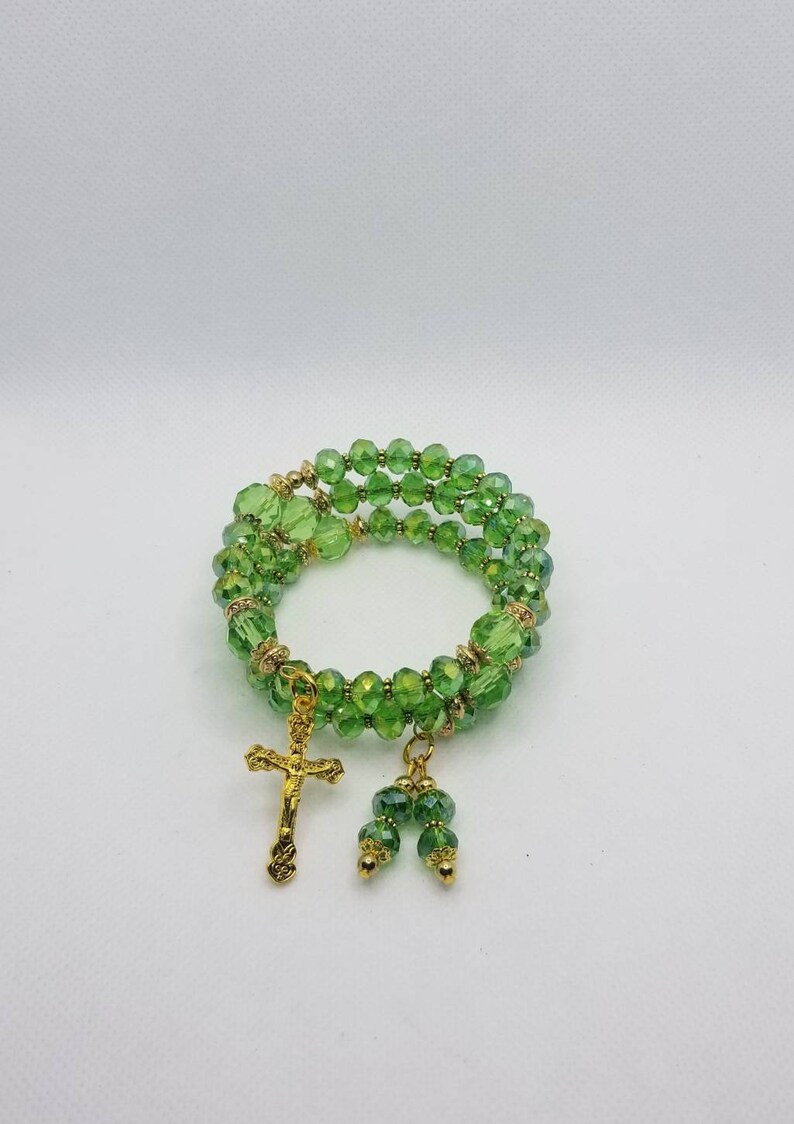 Five Decade Rosary Bracelet Memory Wire Bracelet Wrap Etsy