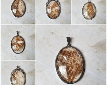 Snake shed jewelry, snake shed pendant, snakeskin necklace, cruelty free snake sheds, Boa Constrictor shed jewelry, Boa shed skin pendant