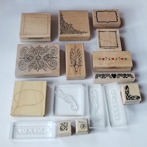 Rubber stamps, Decorative rubber stamps, rubber stamps for crafts, rubber stamp lot, make your own greeting cards, great value, border stamp