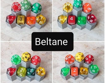Beltane 16mm dnd dice sets, Beltane dice sets, Sabbat themed dnd dice, themed hand picked dnd dice, curated set, polyhedral dice, RPG dice
