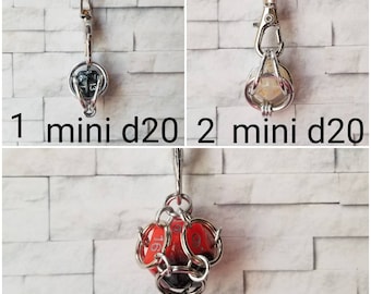 Captive dice jewelry, captured d20 necklace, dice jail necklace, dnd dice jewelry, caged necklace, chain maille, removable
