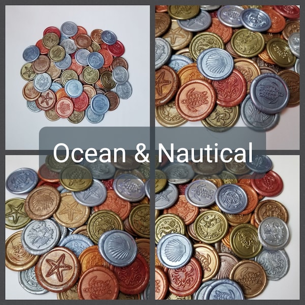 Wax seal DND coins, Ocean and Nautical wax seals, Dnd coins, Dnd counters, Dnd props, handmade wax seals, RPG game coins, unique gift idea