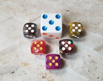 Huge 25mm D6, White 25mm D6 Dice With Rainbow Pips