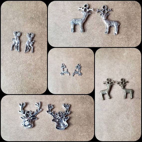 Destash charms, silver or bronze deer charms, stag head, fawn, or buck deer charms, destash deer charms, destash stag charms, destash fawn