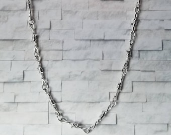 BDSM day collar, discreet day collar, barbed wire necklace, BDSM collar, submissive collar, barb wire necklace, silver toned  barb wire link