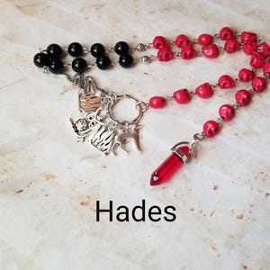 Hades prayer beads, Greek God Hades prayer beads, hand-wired, beautiful beads, silver-toned charms, Greek, pagan