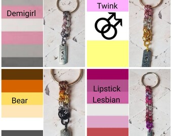 LGBT Pride keychain, chain maille, pride flag colors keychain, flag keychains, LGBTQ pride, LGBT keychain, gender, sexuality, 16 choices