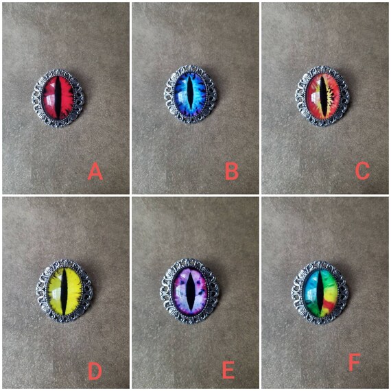 Dragon eye brooch, dragon eye pendant, dragon eye jewelry, glass eye cabochons, silver toned bezel frame, fantasy jewelry, LARP jewelry