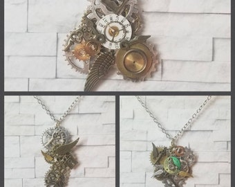 Steampunk pendant, steampunk necklace, mixed media creation, cosplay jewelry, gamer gift, unique gift idea, one of a kind, steampunk jewelry