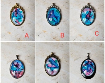 Alcohol ink art jewelry, alcohol ink pendant, alcohol ink on glass, original art jewelry, alcohol ink pendant, alcohol ink necklace
