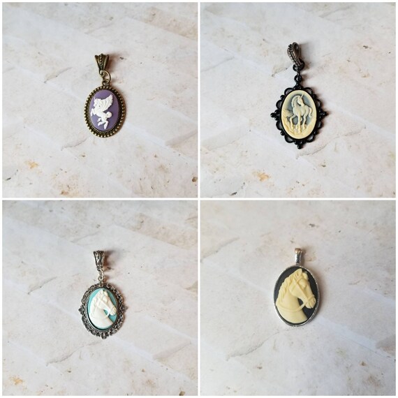 Unicorn cameo pendant, pegasus cameo pendant, horse cameo pendant, fantasy cameo jewelry, unicorn cameo, pegasus cameo, unique gift idea