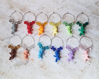 Wine charms x 12, glass markers, wine charms, cup charms, bottle marker, drink marker, doll charms, baby doll wine charms, baby wine charms
