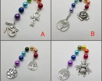 Unitarian Universalist prayer beads, 7 Principles of UU, prayer aid, rainbow prayer strand, UU chaplet, chakra colors, 12mm beads