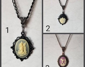 Cameo pendant, cameo necklace, Goddess cameo jewelry, Goddess pendant, faerie cameo pendant, Hummingbird cameo pendant, dragonfly cameo