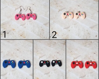 Whimsical earrings, kitschy earrings, gamer earrings,  gaming controller earrings, stainless steel wires, fun earrings, geeky earrings
