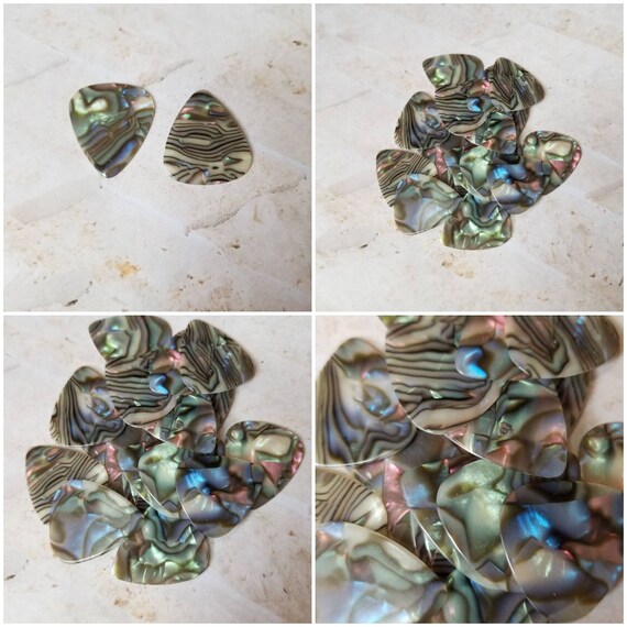 Destash guitar picks, guitar plectrums, patterned picks, generic picks, Mother of pearl, Abalone look, x 20