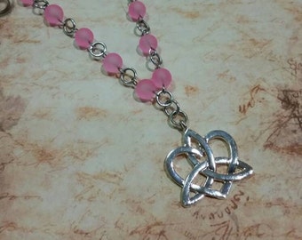 Sea glass day collar, pink sea glass  beads, discreet day collar, symbolic jewelry, BDSM collar, submissive collar, silver, infinite heart