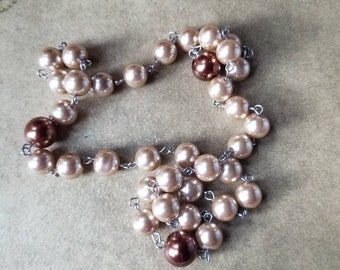 Orthodox prayer beads, Orthodox Chotki, stainless steel, Chotki, Komboskini, hand-wired, beige and brown glass pearls, gift for Dad