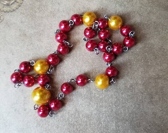 UU prayer beads, Unitarian Universalist prayer beads, stainless steel, Christmas UU prayer beads, Holiday UU prayer beads, Yule colors