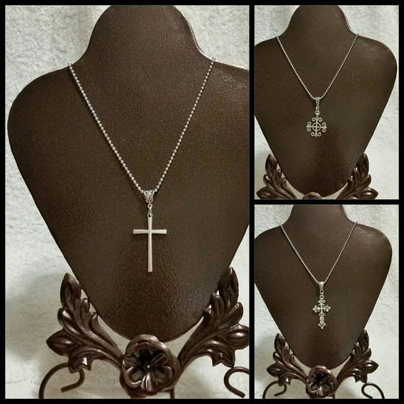 Solid 925 Sterling Silver Antiqued Cross Pendant 52mm x 32mm