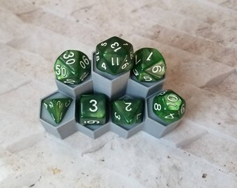 Pearl green 16mm dnd dice with white numbers, polyhedral gaming dice, DnD dice set, RPG dice, gaming dice, set of 7 DnD dice