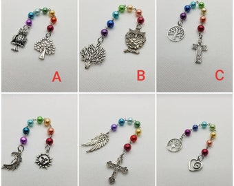 Unitarian Universalist prayer beads, 7 Principles of UU, prayer aid, rainbow prayer strand, UU chaplet, chakra colors, chakra healing, 8mm
