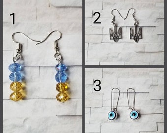Support Ukraine, Ukrainian earrings, Ukrainian jewelry, I stand with Ukraine, 304 stainless steel wires, your choice of ear wire style