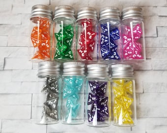 10 mini d4 with glass bottle, Extra 10mm d4 dice, translucent d4 dice, mini polyhedral dice, DnD dice, D and D dice, for healing potions