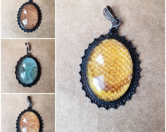 Snake shed jewelry, snake shed pendant, snakeskin necklace, cruelty free snake shed jewelry, snake shed behind glass, gift for snake lover