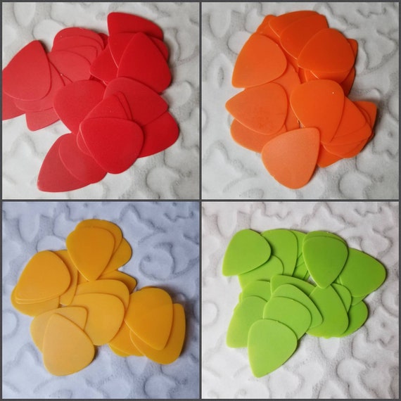 Destash guitar picks, guitar plectrums, generic solid color picks, choice of four colors, satin matte finish, guitar picks x 25