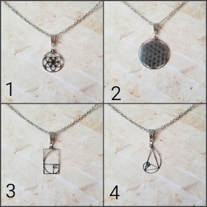 Seed of life pendant, flower of life pendant, Golden Ratio pendant, Golden triangle pendant, esoteric jewelry, pagan gift, stainless steel
