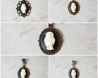 Owl cameo pendant, owl cameo necklace, ivory cameo, white owl pendant, snowy owl cameo pendant, owl jewelry, Gothic owl cameo, spirit animal