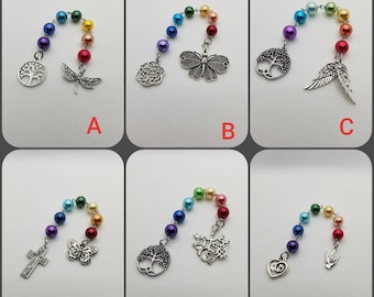 Unitarian Universalist prayer beads, 7 Principles of UU, prayer aid, rainbow prayer strand, UU chaplet, chakra colors, 10mm beads