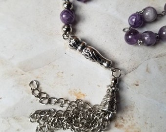Islamic Prayer Beads, Amethyst Tesbih, Tasbih, Misbaha, Stainless