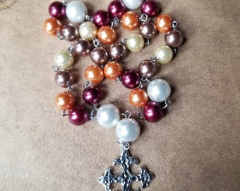 Anglican prayer beads, Methodist rosary, Protestant prayer beads, Episcopal rosary, stainless steel, Autumn colors, Thanksgiving themed