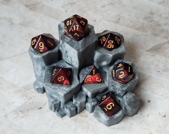 Pearl wine and black 16mm dnd dice with gold letters, polyhedral gaming dice, DnD dice set, RPG dice, gaming dice, set of 7