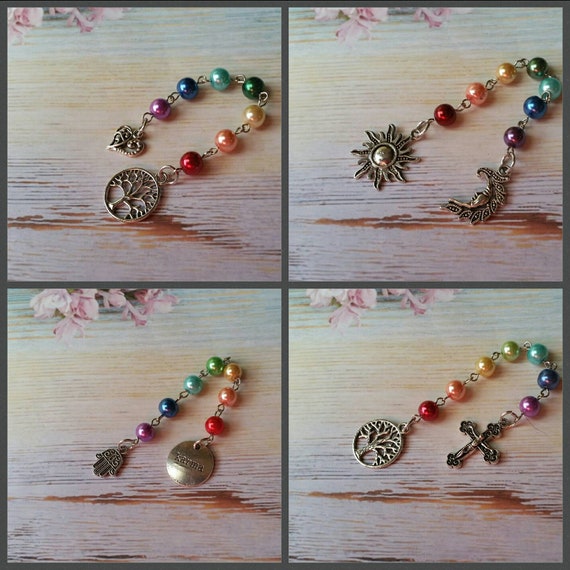 Unitarian Universalist prayer beads, 7 Principles of UU, prayer aid, rainbow prayer strand, UU chaplet, chakra colors, chakra healing, 8mm