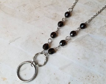 O ring day collar, discreet day collar, topaz Czech glass, symbolic jewelry, BDSM collar, submissive collar, silver toned, O ring necklace